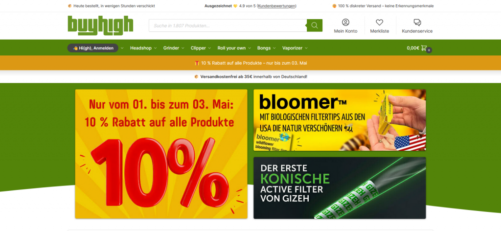 Bewertungen für BuyHigh Headshop