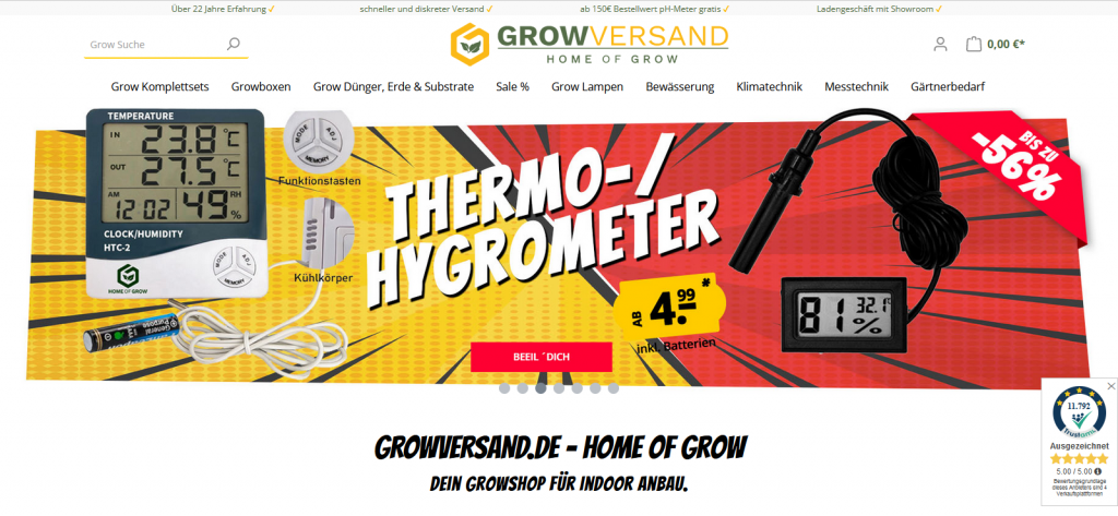 Bewertungen für GROWVERSAND Growshop