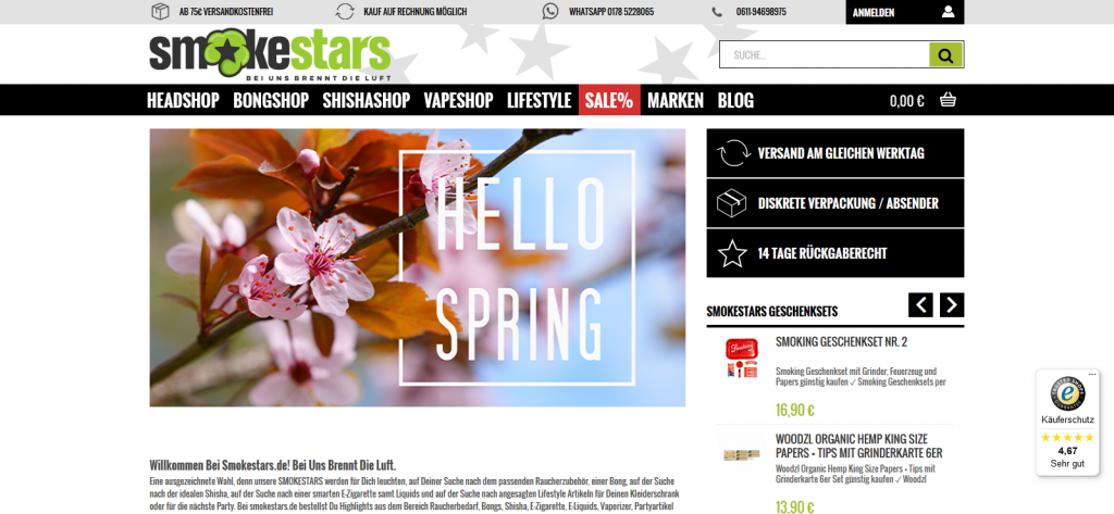 Bewertungen für Smokestars Onlineshop